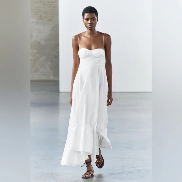 ZARA RUFFLED POPLIN DRESS - Picture 8 of 14